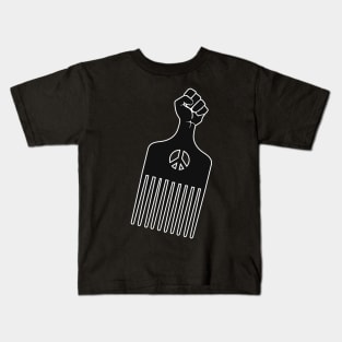 Afro Pick, Black Fist Afro Pick Kids T-Shirt